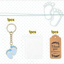 60 Piezas/Set de Llaveros con Huellas, Incluye 20 Llaveros con Huellas, 20 Bolsas de Gasa Transparentes y 20 Tarjetas de Agradecimiento, Adecuado para Regalos de Cumpleaños, Regalos de Fiesta y Regalos de Retorno para Invitados - Ver 7