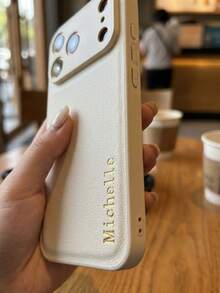 個性化客製字母手機殼，相容 iPhone 18 17 16 15 14 13 Pro Max Plus Air，3D 壓紋奢華荔枝紋 PU 皮革保護套，理想禮物 - 白色 - 查看 6