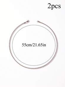 1pc/2pcs/3pcs Fashion Street Simple Style Stainless Steel Men's Chain - Silver - View 23