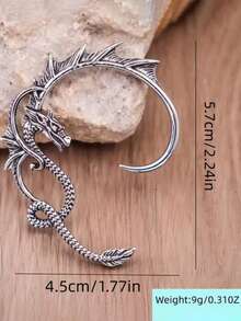 Retro Antique Silver,Gold And Black Dragon Earrings,Gothic Style Surround-Type Non-Piercing Ear Clips,Punkish Cool Halloween Party Decoration Earrings - Multicolor - View 10