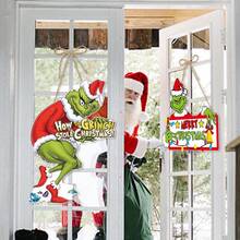 The Grinch قطعة واحدة من ديكور التعليق، مناسبة لديكور المنزل، مقبض الباب، إكسسوار أجواء عيد الميلاد - متعدد الألوان - مشاهدة 3