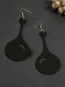 1 Pair Minimalist Long Water Drop Double Layer PU Leather Gothic Style Earrings, Daily Commute Accessory, Personalized Casual Ear Dangle - Multicolor - View 4