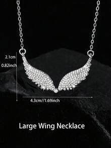 1pc Unisex Full Zirconia Angel Wings Collarbone Necklace, Luxury Fashion Feather Necklace, Multi-Functional Necklace With Adjustable Length, Suitable For Special Occasions And Daily Wear - Multicolor - View 7