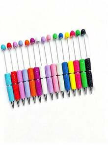 1/3/5/Pcs Random Color Beaded Pens DIY Jewelry Pens, Includes 10pcs Black Refills, Suitable For Women, Students, Teachers And Craft Enthusiasts - Multicolor - View 2