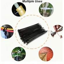 100pcs Self-Locking Nylon Cable Ties, White/Black Optional Sizes, Reinforced Binding Straps, Motorcycle Fixed Type, Multi-Scenario Use, Industrial Style, Party/Outdoor Applicable - Buckle-style - View 10