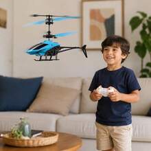 Blue Remote Control Helicopter With Infrared Induction, Easy To Use, Kids' Toy, Gift In Box - Blue - View 4