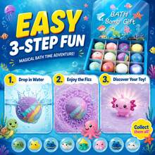12pcs Ocean Theme Bath Bomb Gift Set, Kids Surprise Fragrant Bubble Bath, 12 Different Scent Experiences, Gentle Cleansing Bathing Agent - 12 Fragrances - View 5