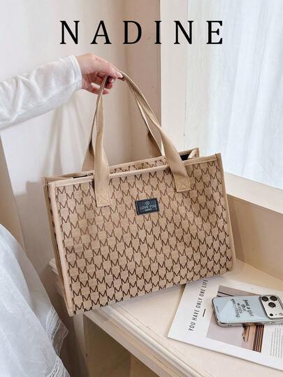 Fashion Classic Large Capacity Tote Bag, Classic Insulated Bag, Can Hold Laptop, Can Be Used As Mom Bag Or Commuter Bag, Daily Fitness Lunch Bag, Picnic Bag, Waterproof Insulated Crossbody Bag, Women's Lunch Bag, Ideal Choice For Student Lunch Box