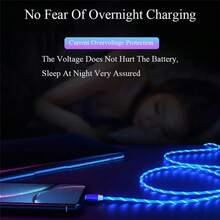 LED Glowing Type C Fast Charging Data Cable, 1m/6.6ft/39.37in USB-A To Type C, Compatible With Huawei, Compatible With Xiaomi, Universal Travel/Home/Office/Car Data Cable - Multicolor - View 2