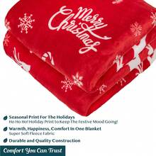 Soft & Comfortable 1pc Christmas Red Deer Snowflake Modern Flannel Blanket - Polyester Nap Blanket - Digital Print Craft, Suitable For Sofa, Bed, Travel, Office Home Decor - Multicolor - View 8