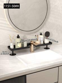 Bathroom Sink Storage Rack, Modern Minimalist Washbasin Organizer, Suitable For Toiletries And Skincare Products, Strong Load-Bearing Capacity, Hollow Design, Suitable For Kitchen Sink And Bathroom Sink - Black - View 10