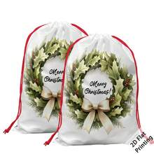 2pcs Christmas Theme Oversized Gift Bags, Christmas Wreath Bow Holly Leaf Gift Box Pattern Print, Can Be Used As Christmas Gift Bags, Decorative Props Yard Storage Bags, Create Christmas Atmosphere, Very Suitable For Holiday Gift Bags, Wedding Packaging, Birthday Party Gift Bags, Etc. - Multicolor - View 1