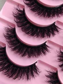 10 Pairs Classic Russian Volume DD Curl Fluffy Dense Faux Mink Fake Eyelashes Suitable For Beginners Reusable Dramatic Mink Lashes Strip Lashes Lashes Eyelashes Fake Lashes - Black - View 6