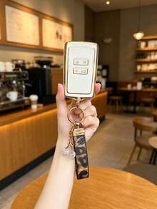 1PC New Shiny Dollar Sign Sticker PU Leopard Print Cherry Pendant Keychain Compatible With Dongfeng Renault Koleos Key Cover Koleos 2022 Renault Car Fashion Women Protective Case Buckle Durable TPU Ideal Gift - Multicolor - View 4