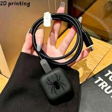 Spider Web Spider Element Protective Case Compatible With Apple 40W Charger, Anti-Drop Charging Head Shell, Anti-Breakage Data Cable Protector, Personalized Digital Storage Accessory, Data Cable Winding Rope Compatible With Iphone 13/14/15/16/17 Pro Max, Extends Data Cable Lifespan, Anti-Pet Bite, Gift For Boyfriend/Girlfriend/Best Friend - Multicolor - View 2