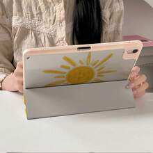 1pc Watercolor Sun Inspirational Quote Print Tablet Protective Case, With Pen Slot, Multi-Angle Magnetic Stand, Supports Auto Sleep/Wake, Compatible With IPad PRO/AIR, , Pad 5/6/7, MatePad - Multicolor - View 6