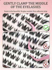 80PCS Glue Free Cartoon False Eyelashes, Natural And Lightweight, Single Cluster Segmented Eyelashes, Suitable For Beginners, Suitable For All Places, Eyelashes, False Eyelashes, Glue Free Eyelashes - C - View 8