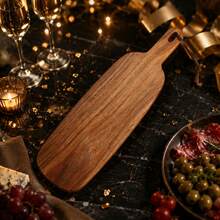 1pc Acacia Wood Serving Board With Handle, Natural Wooden Steak Pizza Cheese Bread Platter, Multifunctional Kitchen Cutting Board Tray For Home Restaurant - View 9
