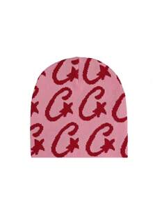 1pc - Letter-Style All-Purpose Warm Hat For Autumn And Winter, Street Hip-Hop Short-Topped Jacquard Wool Hat, Outdoor Knitted Hat - Letter Jacquard Hat - View 7