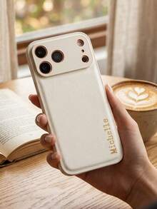 個性化客製字母手機殼，相容 iPhone 18 17 16 15 14 13 Pro Max Plus Air，3D 壓紋奢華荔枝紋 PU 皮革保護套，理想禮物 - 白色 - 查看 3