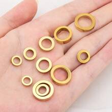 10 Buah Manik-Manik Spacer Bulat Pipih Lubang Besar dari Stainless Steel, Cocok untuk Kalung DIY, Gelang, Pembuatan Perhiasan, dan Aksesoris Manik-Manik - manik-manik pemisah baja tahan karat - View 8
