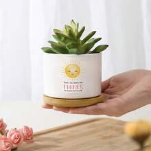 1pc Customized Name Teacher Flower Pot, "Thank You For Helping Me Grow" Personalized Gift, Teacher Desk Decor, End Of School Year Handmade Gift, Back To School Gift, First Day Of School Gift, Gift For Teacher - White - View 4