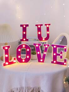 1pc 16cm Purple LED Letter Light, Alphanumeric Night Light, Battery Powered LED Light, Light‑Up Number Sign For Anniversary, Birthday Party Decoration, Wedding Background Decoration, Christmas And Halloween Party Home Bedroom Night Light. - Purple - View 4