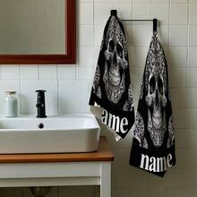 /2/4/6/8/10/12Pcs Customizable Black And White Skull Design Towels  UltraAbsorbent Microfiber, QuickDry  Soft  Perfect For Valentine'S Day, Anniversaries, Parties, And Gifts  Modern Nordic Style For Home Decor, Travel, And Dorm Us - Multicolor - View 3