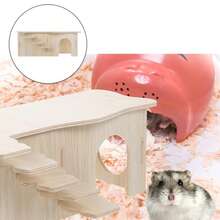 Wooden Hamster Habitat Hamster Hideout Castle Hamster Shelter Hamster Supplies With Multi-Functional Small Climbing Ladder - one-size - View 6