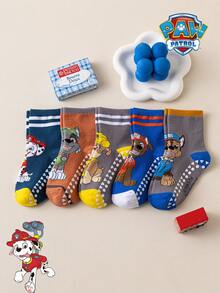 1/5/10 Pairs Paw Patrol Kids Socks, Colorful Fun Striped Puppy Pattern, Silicone Non-Slip Mid-Calf Floor Socks - Multicolor - View 16