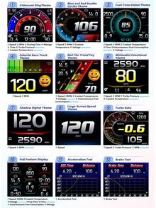 HUD (Head Up Display) Mobil - Sistem Ganda OBD2 GPS - Layar HUD Mobil - Speedometer GPS Digital dengan Suhu Air, Tegangan, dan RPM - Layar Head Up Universal untuk Sebagian Besar Kendaraan - Tampilan Head-Up - View 3