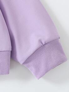 Sweet Girl Zipper Hooded Jacket, Cute Blue Rabbit Heart Applique Embroidery Soft Autumn/Winter Campus Coat - Mauve Purple - View 6