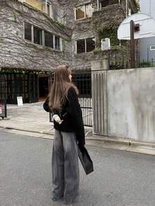 Custom Dyed Faux Fur Collar Small Grain Lamb Fleece Jacket Winter Black Fuzzy Winter Coat - Black - View 6