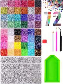 3 Boxes 24-Grid AB Resin Rhinestones For Handmade Crafts, Non-Heat-Set Flat-Back Gemstones, DIY Handmade Jewelry, Clothing, Tumblers, Mugs, Shoes, Fabric Decoration Art Sparkling Rhinestones - DIY Rhinestones - View 1
