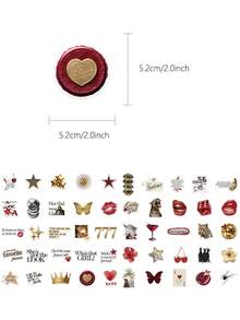 50pcs Gold & Red Stickers For Notebook, Planner, Phone Case, Tablet, Violin, Cabinet, Skateboard, Guitar Decoration, Christmas Gift - Gold Red - View 6