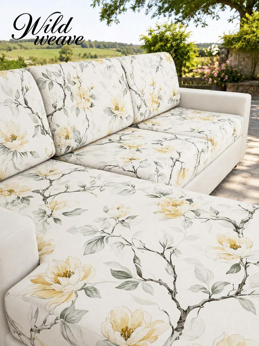 1pc Tropical Rainforest Leaf Pattern High Elasticity Sofa Cover, Polyester Material Full Coverage, Summer Casual, Suitable For Patio, Garden, Poolside, Multiple Occasions, Single Piece Sold Not Set Sofa Protector