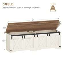59" Farmhouse Storage Chest And Bench 70 Gal 330lb Seat - White and Brown - View 3