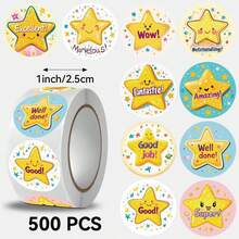 500pcs/Roll Cartoon Motivational Stickers, Classroom Atmosphere Enhancement Stickers, Inspire Learning Desire - Multicolor - View 8