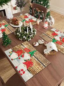 1/2/4/5/6/8pcs Digital Printed Placemats, Christmas Pattern Printed Placemats Table Decor, Suitable For Daily, Holiday, Party, Birthday, Wedding, Dinner, Kitchen, Dining Room And Home Textile Decoration - Multicolor - View 6