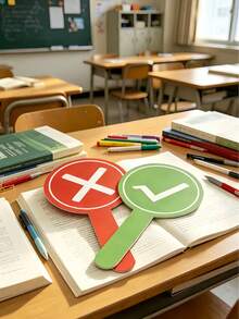1/5/10pcs Classroom Response Handheld Paddles, Double-Sided PVC Correct & Incorrect/Up/Down/GO/STOP/YES/NO Answer Signs - Educational Teaching Tool For Student Engagement And Feedback (1 Design, One Side Red, One Side Green) Back To School - View 4