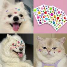 4pcs DIY Acrylic Gem Pet Stickers, Colorful Heart, Flower And Star Shapes, Suitable For Dog Grooming And Beauty Accessories - Multicolor - View 5