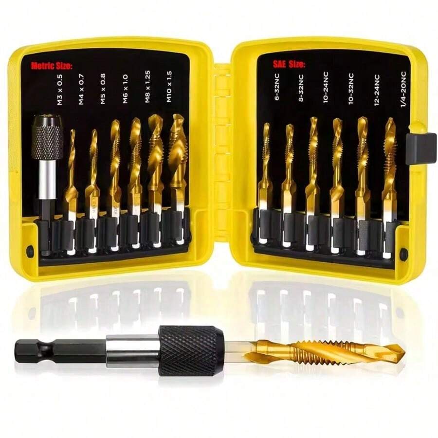 6pcs Titanium Coated High Speed Steel Screw Drill Bit Set | M3 To M10 Sizes, Suitable For Wood, Plastic And Metal, With Hex Shank - Durable, Precision Design, Efficient Cutting, Suitable For Projects And Professional Use, Woodworking Tools, Sturdy Tool Design, High Quality Construction, Standard Drill Bit With Guide, Long Recessed Head, Woodworking Drill, Threaded Screw Drill - A - View 1