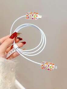 Halloween Candy Pumpkin Pattern, For IPhone18W/20w Transparent Charger Protective Case For IPhone13/14/15 Charger Protective Case 20W Charger Protective Set, Cable Protective Case, Charging Cable Head Protective Case. Gift, Transparent Protective Case, Charger Protective Shell - Multicolor - View 4
