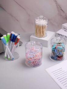 Acrylic Transparent Cotton Swab Toothpick Storage Box, Dual Compartment Design, Transparent Cosmetic Storage Box, Suitable For Bathroom, Vanity, Medicine Cabinet Countertop, Durable Odorless Container - A - View 7