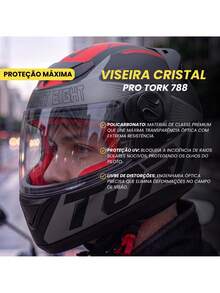 Viseira Capacete Pro Tork 788 Cristal 2,2mm Injetada - A - Visão 3
