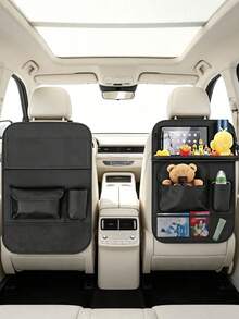 1pc Modern Minimalist Oxford Fabric Rectangular Hanging Car Organizer Bag, With Mesh Pockets And Adjustable Shoulder Strap Decoration, Multi-Compartment Storage And Back Seat Organizer Function, Suitable For Family Car - Multicolor - View 5