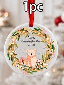 Custom Christmas Ornament, Personalized Name And Text Holiday Hanging Decor, Festive Snowman Wreath Style, Customized Christmas Tree Ornament, Customizable Wall Hanging Keepsake, Christmas Home Decor, Holiday Gift 2026, Room Decor, Family Gift - Style B - View 16