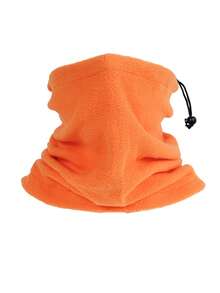 1pc Adjustable Drawstring Fleece Neck Warmer Scarf, Windproof Warm Winter Face Mask, Suitable For Skiing, Cycling And Outdoor Cold Weather Sports - Multicolor - View 15