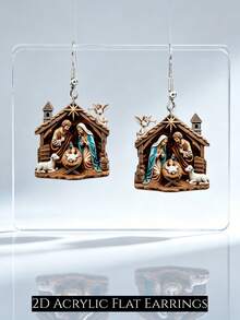 Women Dangle Earrings - The Birth Of Jesus - View 7