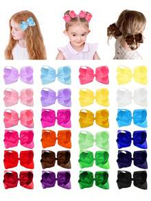 2/10/20/30PCS Solid Color Hair Bows,Grosgrain Ribbon Hair Clips Girls Bows Alligator Clips,Back To School And Daily Hair Bows,Cute Hair Accessories - Multicolor - View 1
